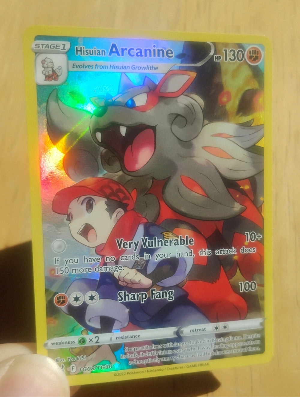 Mint Holo Full Art Hisuian Arcanine Shiny TG08/TG30 Lost Origin Pokemon Card